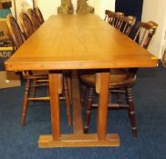 A Stained Pine Refectory Table 8ft 7in In Length