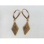 A pair of 14ct gold mesh earrings