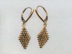 A pair of 14ct gold mesh earrings