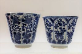 Two Chinese blue & white porcelain tea cups with K