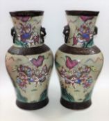 A pair of large Chinese crackle glaze vases, some