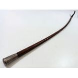 A 19thC. leather riding crop with French silver to