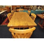 Large pine farm house table with 6 chairs