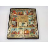A hand painted & gilded wooden plaque of religious