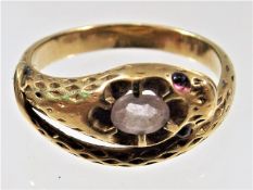 A Victorian yellow metal ring set with diamond & c