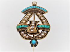 A good 19thC. French 18ct. gold brooch set with tu