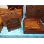 Five Leather Satchels & A Leather Letter Rack