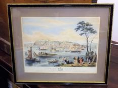 A 19thC. Framed Coloured Print Of View Of Quebec &