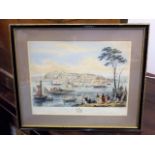 A 19thC. Framed Coloured Print Of View Of Quebec &