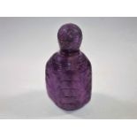A heavy, well carved Amethyst stone scent bottle c
