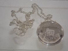A silver Windsor castle pendant & chain