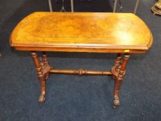 A 19thC. Walnut Table With Turned Legs & Stretcher