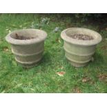 A pair of large antique Portland stone style plant