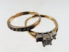 A US 14k gold & diamond wedding set with ring set