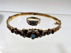 A 15ct gold Victorian turquoise & natural pearl ba