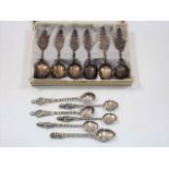 Six silver Chinese spoons twinned with five others