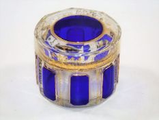 A 19thC. Bohemian glass overlay lidded dressing ta