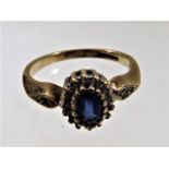 A US 10k gold sapphire & diamond ring