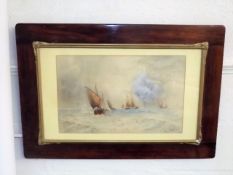 A Framed Original Watercolour Of Fishing Vessels A