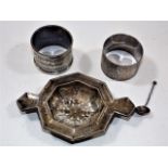 A silver Walker & Hall tea strainer twinned with t