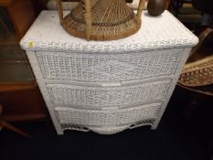 A painted wicker chest