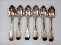Six Georgian silver dessert spoons