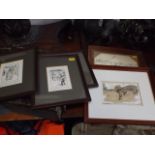 A small collection of sporting prints & two other