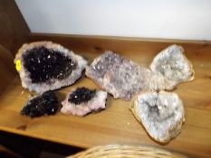 Six pieces of amethyst quartz
