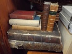 Two large early 18thC. family bibles & other books