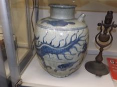 A large Ming period Chinese porcelain wine vessel