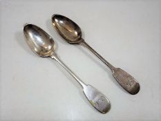 Two c.1800 Edinburgh silver tea spoons maker mark