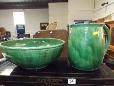 A matching Devon pottery style earthenware wash ba