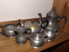 A pewter tea set & other pewter items, some a/f