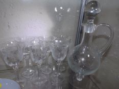 An etched decanter & glass set