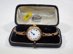 A ladies 9ct gold cased watch a/f