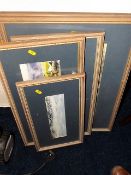 Five framed watercolours, two signed