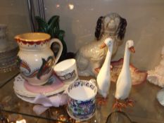 A Dartmouth gurgle jug & other china
