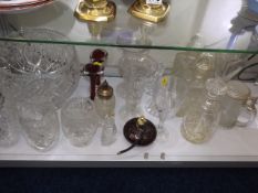 A cut glass bowl & other glassware