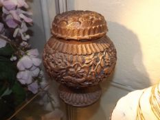 A brass lined Indian jar & cover