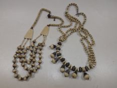 Two ethnic bone necklaces