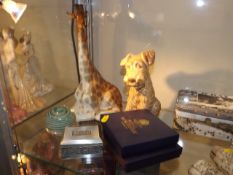 A Russian style giraffe figure & other items