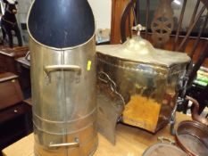 A brass coal bucket & similar scuttle