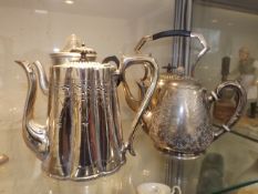 A Victorian silver plated coffee pot & other items