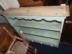 A painted pine dresser top with four drawers