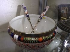 A 19thC. Derby porcelain imari pattern salad bowl