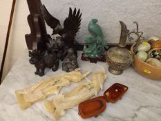 Two soapstone figures & other Asian style collecta