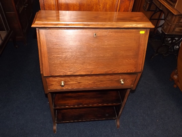 A slimline oak bureau