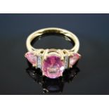 An 18ct gold pink tourmaline & diamond ring