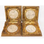 A set of four carved neo-classical marble plaques set in giltwood frames, seals to verso, two plaque