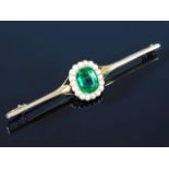 An antique 15ct brooch with natural pearl & tourma